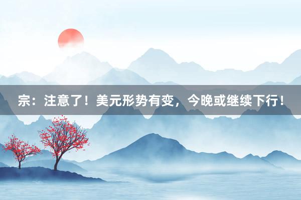 宗：注意了！美元形势有变，今晚或继续下行！