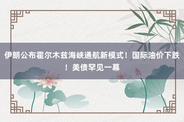 伊朗公布霍尔木兹海峡通航新模式！国际油价下跌！美债罕见一幕